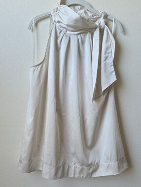 Mango MNG Ivory Bow Tie-Neck Sleeveless Halter Top Blouse Size 12
